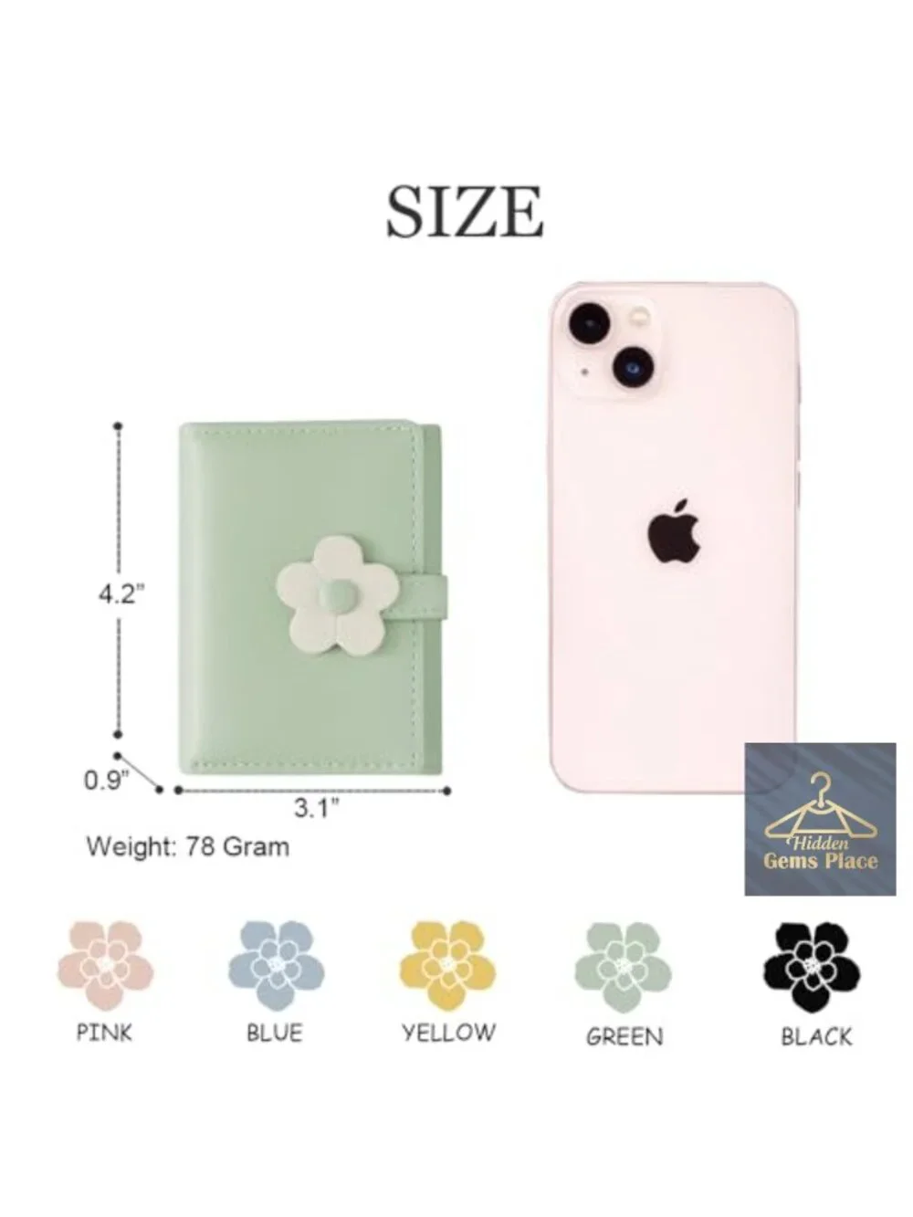 Cute Flower Buckle Small Trifold Wallet for Women - 7 Card Slots, ID Window